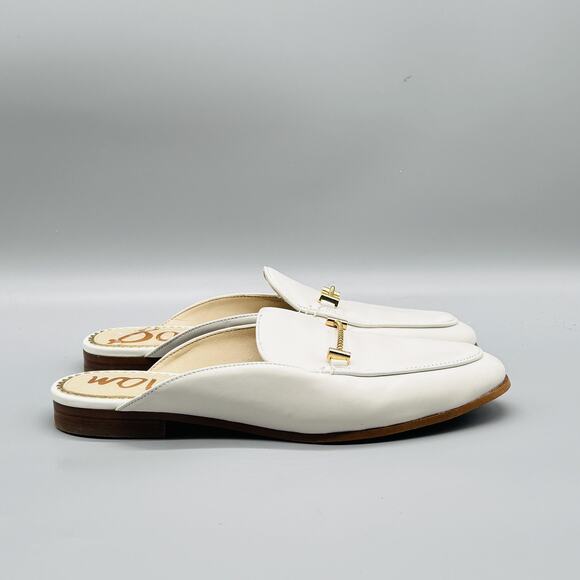 Sam Edelman Shoes - Sam Edelman Shoes Womens 6 White Leather Bit Loafer Mule Slip On Flats Casual